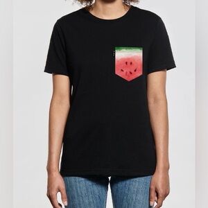 Poches & Fils Boyfriend‑fit Unisex Black Pocket T‑shirt Side XL — Watermelon